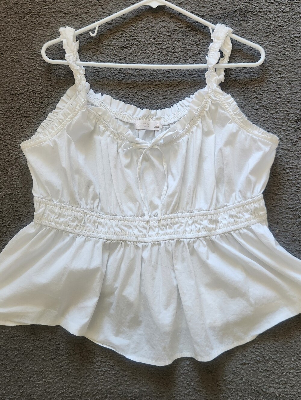 LAUREN CONRAD Women’s Blouse XL White Blouse Fairy Festival Babydoll Smocking